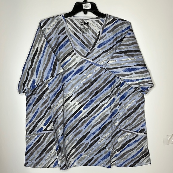 Beverly Hills Uniforms Tops - NWT Beverly Hills Uniforms Scrubs 3X PLUS SIZE - Blue Stripe